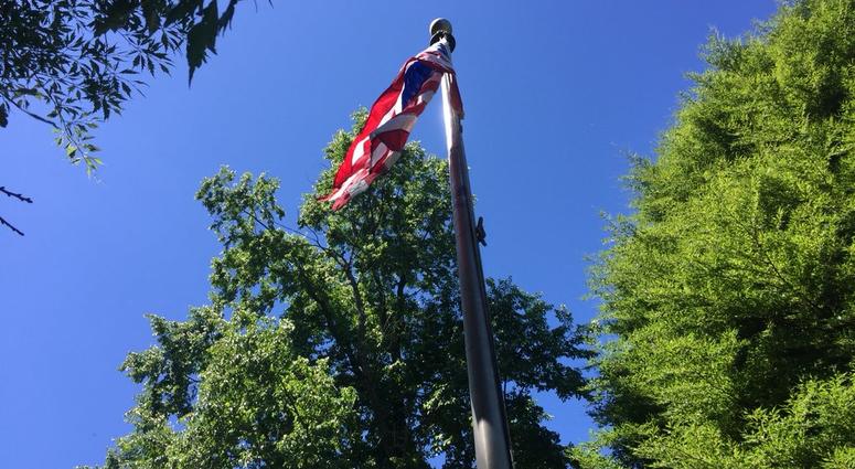 Flag at Sara M. Hinson's Grave Site at Forest Lawn Cemetery. June 14, 2018 (WBEN Photo/Mike Baggerman)